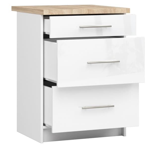 Skab OLIWIA S60 3SK + PLADE HVID / HVID HØJGLANS