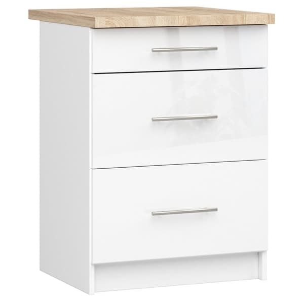 Skab OLIWIA S60 3SK + PLADE HVID / HVID HØJGLANS