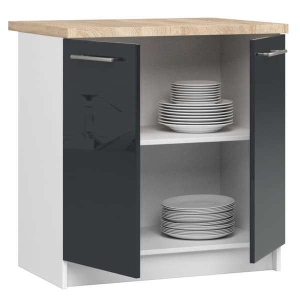 Skab OLIWIA S80 + PLADE HVID / GRÅ GLANS