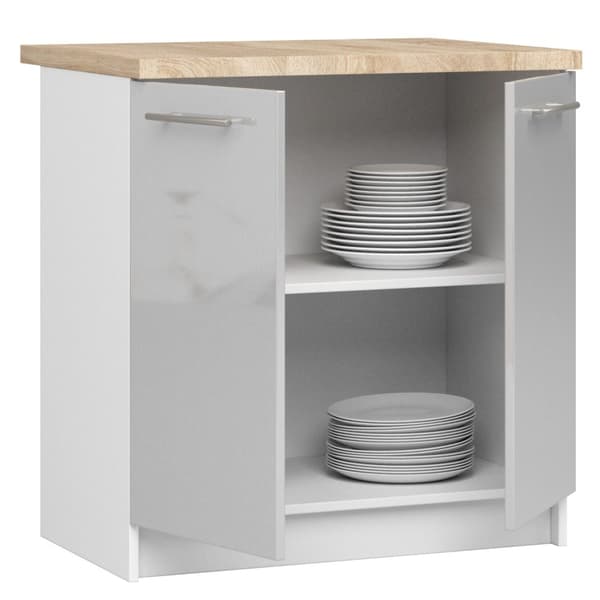 Skab OLIWIA S80 + PLADE HVID / METALIK GLANS