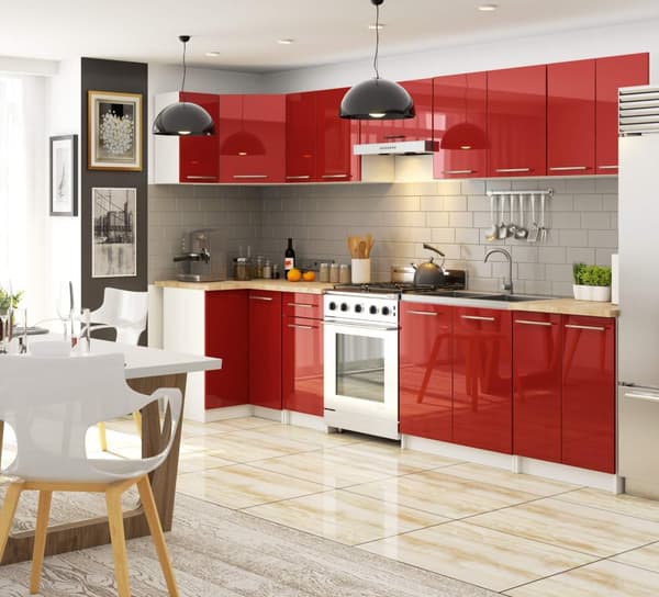 Skab OLIWIA S60 3SK + PLADE HVID / RØD GLANS