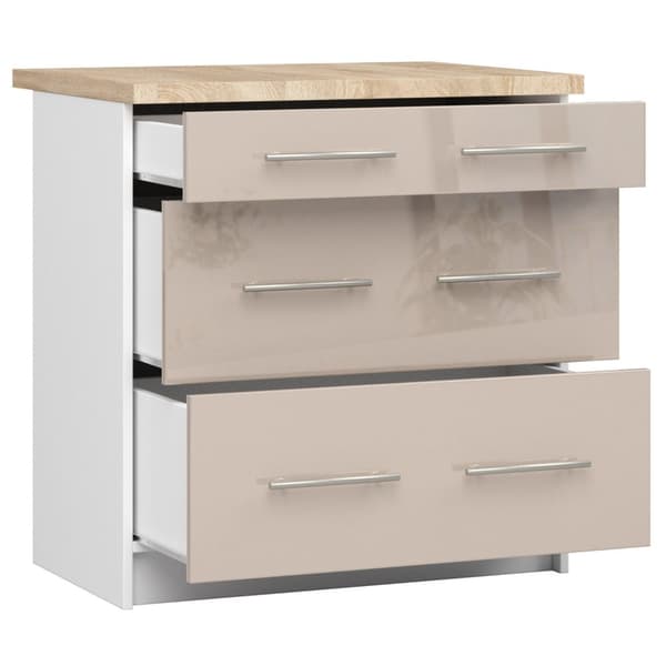 Skab OLIWIA S80 3SK + PLADE HVID / CAPPUCCINO GLANSEDE