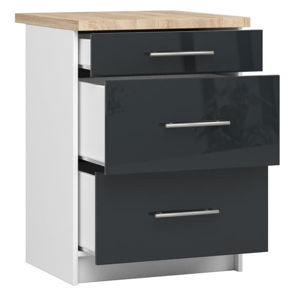 Skab OLIWIA S60 3SK + PLADE HVID / GRÅ GLANS