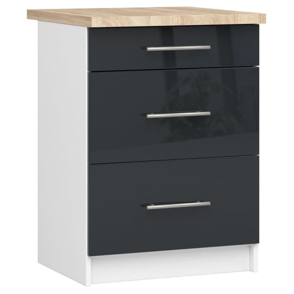 Skab OLIWIA S60 3SK + PLADE HVID / GRÅ GLANS
