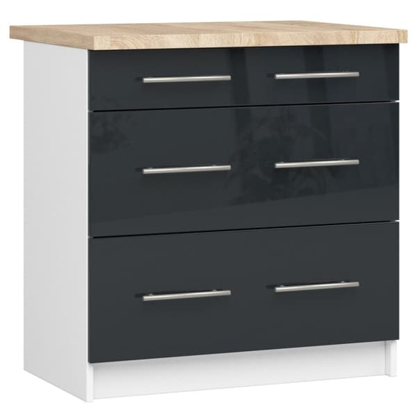 Skab OLIWIA S80 3SK + PLADE HVID / GRÅ GLANS