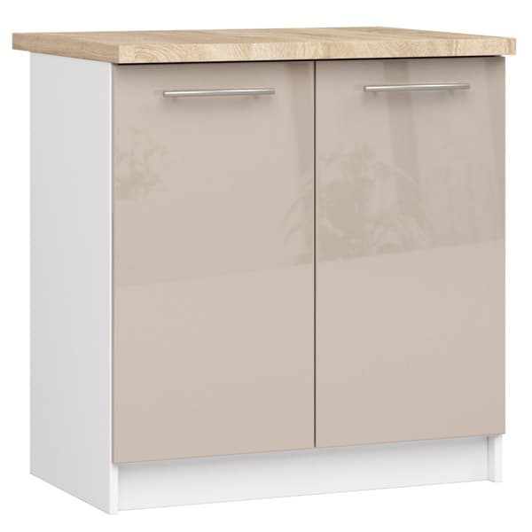 Skab OLIWIA S80 + PLADE HVID / CAPPUCCINO GLANSEDE
