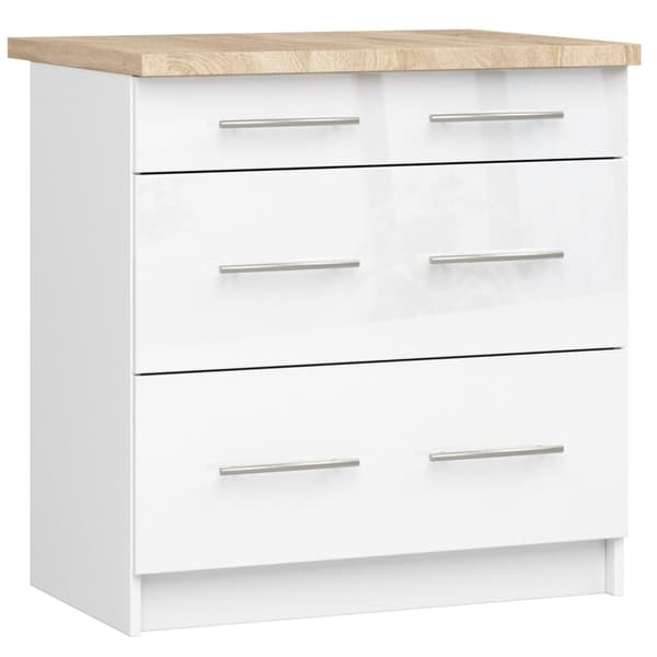 Skab OLIWIA S80 3SK + PLADE HVID / HVID HØJGLANS