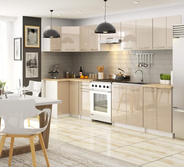 Skab OLIWIA S90/90 + PLADE HVID / CAPPUCCINO GLANSE