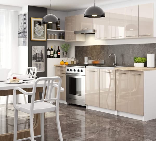 Skab OLIWIA S90/90 + PLADE HVID / CAPPUCCINO GLANSE