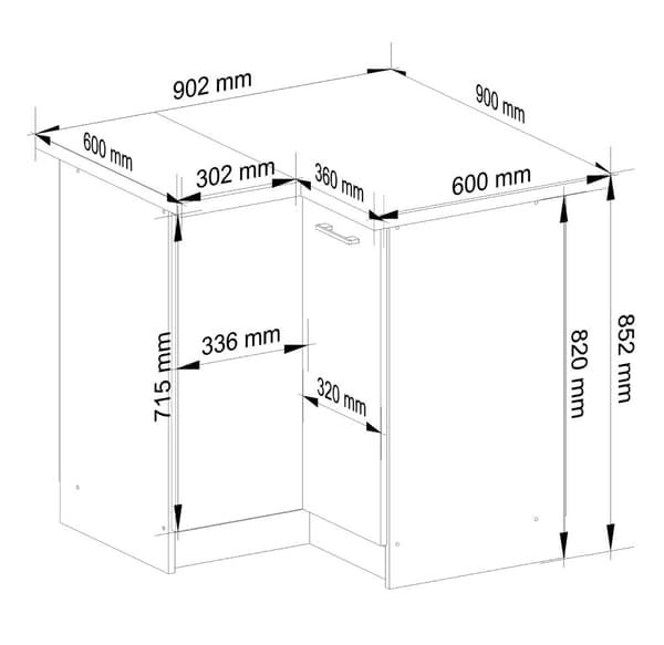 Skab OLIWIA S90/90 + PLADE HVID / BETON