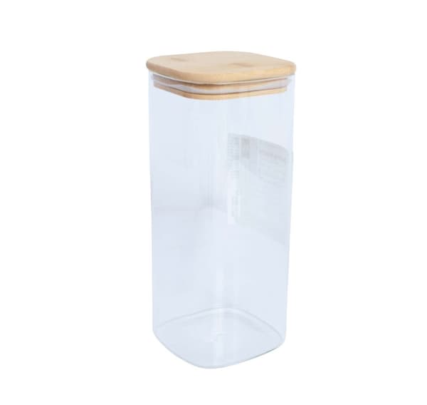 Säilytyspurkki TURKI 10x10xH23cm 1900ml bambukannella, lasi