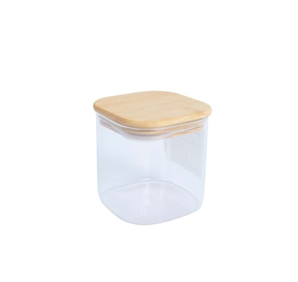 Opbevaringsglas JAR 10x10xH10cm 800ml med bambus låg, glas