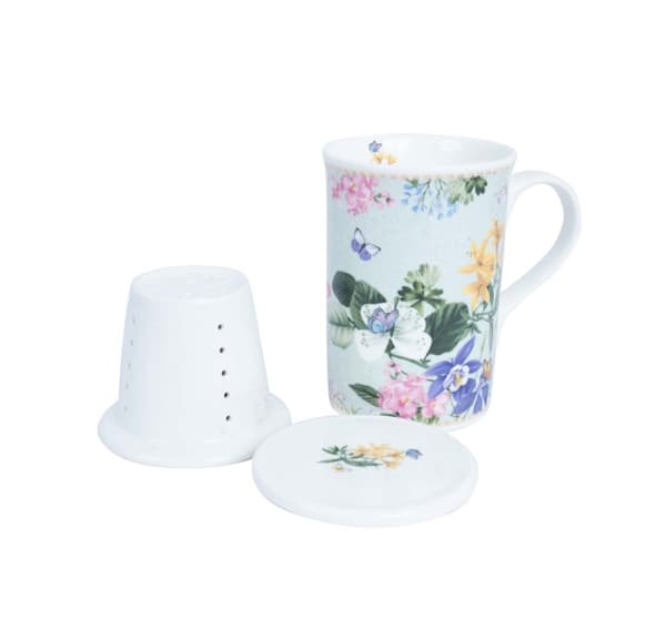 Krus MIA FLORA H10,5cm 300ml med sil i gaveeske