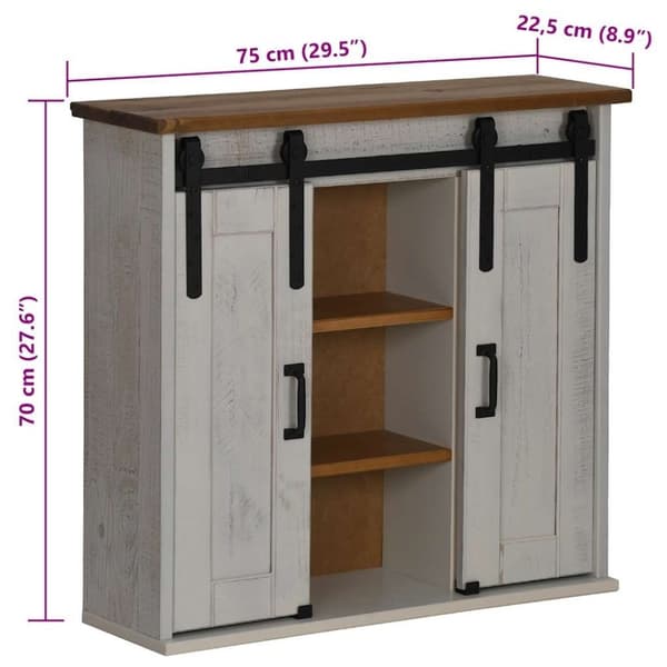 vidaXL Hengeskap HALDEN med 2 skyvedører hvit 75x22,5x70 cm furu