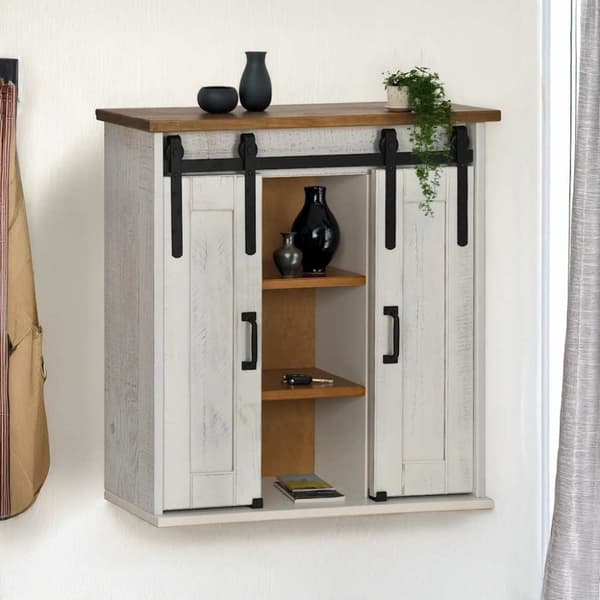 vidaXL Hengeskap HALDEN med 2 skyvedører hvit 75x22,5x70 cm furu