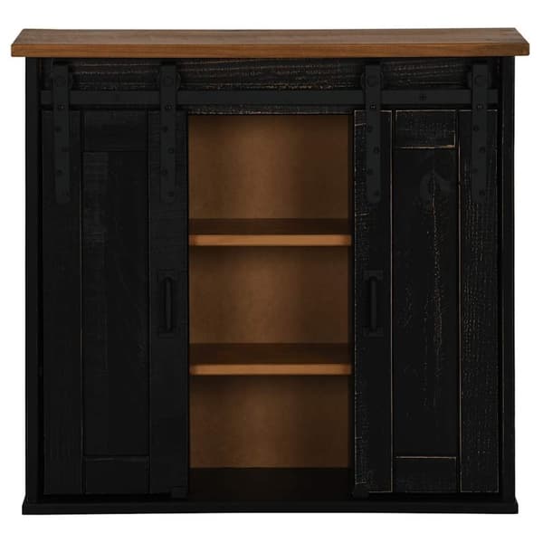 vidaXL Hengeskap HALDEN med 2 skyvedører svart 75x22,5x70 cm furu
