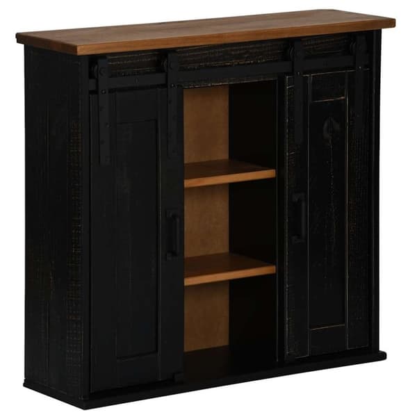 vidaXL Hengeskap HALDEN med 2 skyvedører svart 75x22,5x70 cm furu