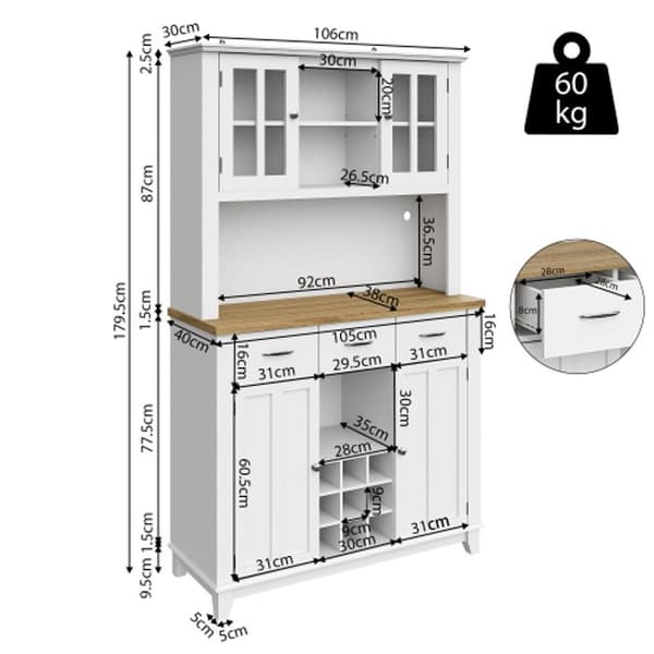 Köksarm inorer, Höga bufféer, Vitriner, Bufféer med justerbara hyllor, Bufféer med LED-belysning