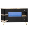 Miniatyrbild 6 av 6: Buffé Matrum Lounge Förvaringsmöbel med glidande glasdörrar och LED-belysning Svart