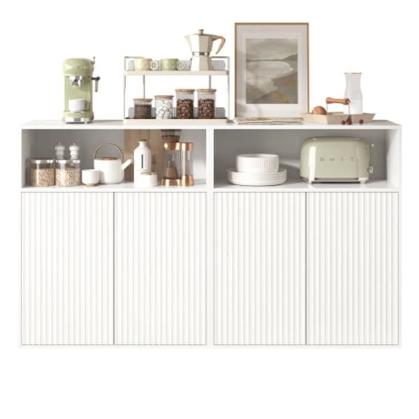 Buffé med magneter, fristående trämöbel Vit, 140 x 35 x 90 cm