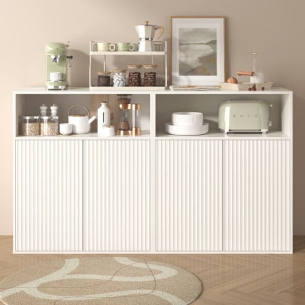 Buffé med magneter, fristående trämöbel Vit, 140 x 35 x 90 cm