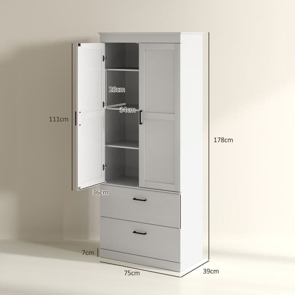 Rootzin vapaasti seisova keittiökaappi - ruokakomerovarasto - olohuoneen kaappi - säädettävät hyllyt - 75W x 39d x 178h cm