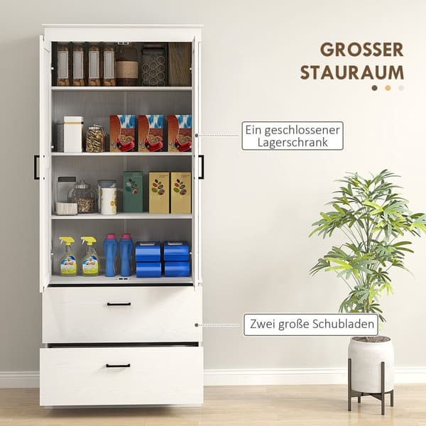 Rootzin vapaasti seisova keittiökaappi - ruokakomerovarasto - olohuoneen kaappi - säädettävät hyllyt - 75W x 39d x 178h cm