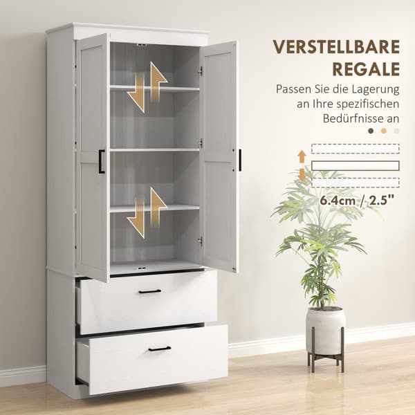Rootzin vapaasti seisova keittiökaappi - ruokakomerovarasto - olohuoneen kaappi - säädettävät hyllyt - 75W x 39d x 178h cm