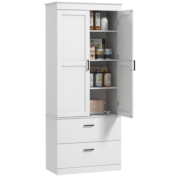 Rootzin vapaasti seisova keittiökaappi - ruokakomerovarasto - olohuoneen kaappi - säädettävät hyllyt - 75W x 39d x 178h cm