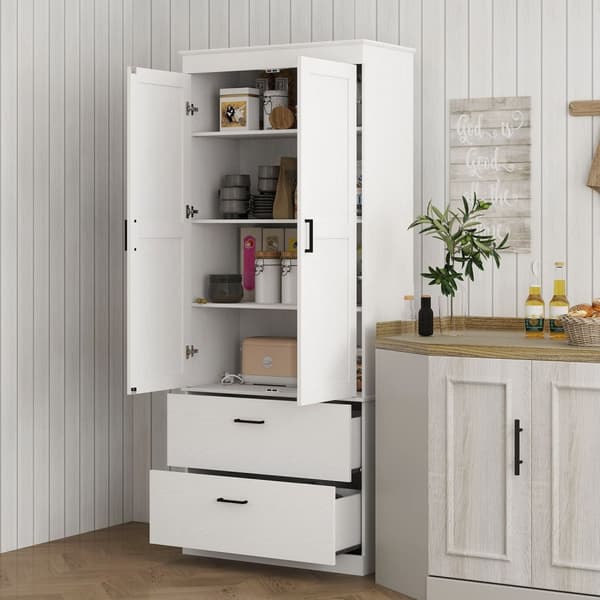 Rootzin vapaasti seisova keittiökaappi - ruokakomerovarasto - olohuoneen kaappi - säädettävät hyllyt - 75W x 39d x 178h cm