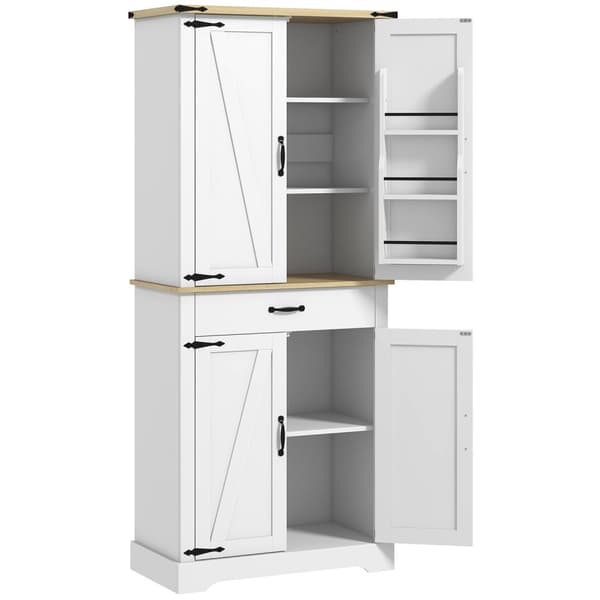 Rootz -keittiön kaapin buffet - säilytysyksikkö - moderni järjestäjä - säädettävät hyllyt - 76,5 x 40 x 181 cm valkoinen