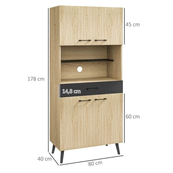 Rootz Kitchen Cabinet - Buffetskab - Opbevaringsenhed - Justerbare hylder - 80W x 40d x 178H cm