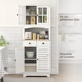 Miniatyrbillede 6 af 11: Rootz Kitchen Cabinet med glasdøre - Opbevaring af opvask - Spisestueskab - rigelig opbevaring - 68 x 39,5 x 170 cm, hvidbrun