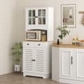 Miniatyrbillede 2 af 11: Rootz Kitchen Cabinet med glasdøre - Opbevaring af opvask - Spisestueskab - rigelig opbevaring - 68 x 39,5 x 170 cm, hvidbrun