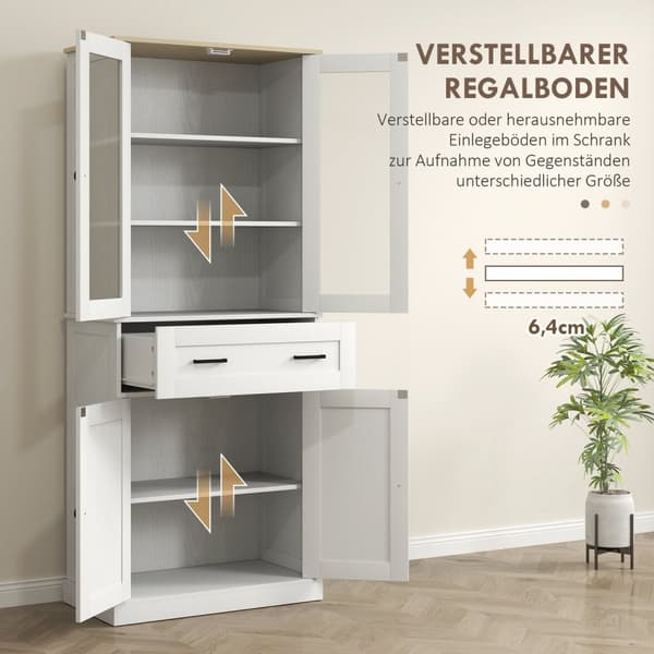 Rootz köksskåp - buffé - akrylfrontlådor - extra förvaring - 76 x 40 x 182,5 cm vitt
