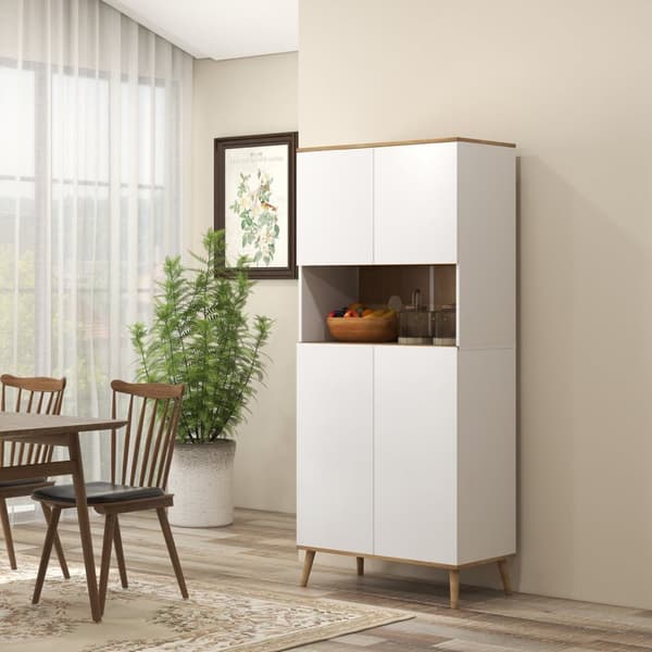 Rootz Kitchen Buffet -kaappi - säilytyskaappi - Keittiön sivupöytä - Korkeuden säädettävät hyllyt - 80w x 40d x 178h cm