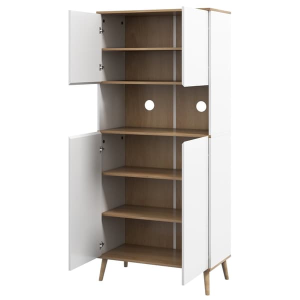 Rootz Kitchen Buffet -kaappi - säilytyskaappi - Keittiön sivupöytä - Korkeuden säädettävät hyllyt - 80w x 40d x 178h cm