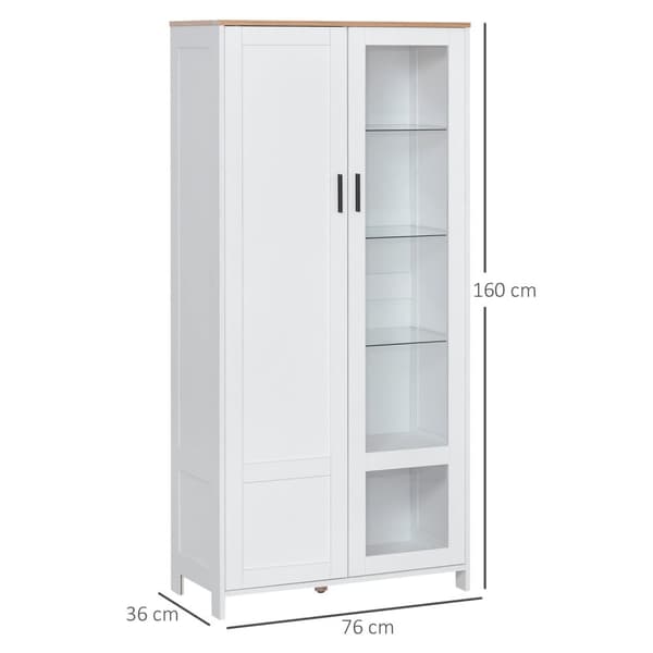 Rootz Kitchen Buffet -kaappi - näyttökaappi - säilytysyksikkö - 7 lasihylly - 76 x 36 x 160 cm - tyylikäs muotoilu