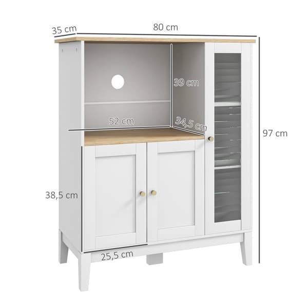 Rootz -mikroaaltouunin keittiönkaappi - Buffet - Storage Unit - Maksimoi tilaa - 80x35x97 cm - valkoinen ja ruskea