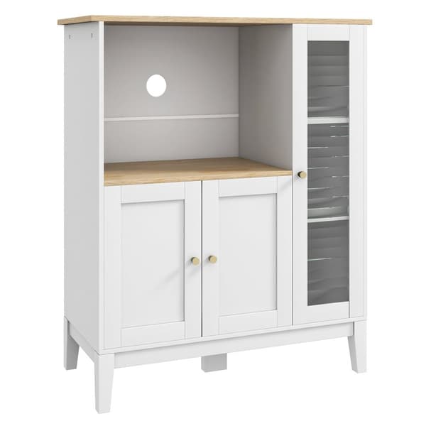 Rootz -mikroaaltouunin keittiönkaappi - Buffet - Storage Unit - Maksimoi tilaa - 80x35x97 cm - valkoinen ja ruskea