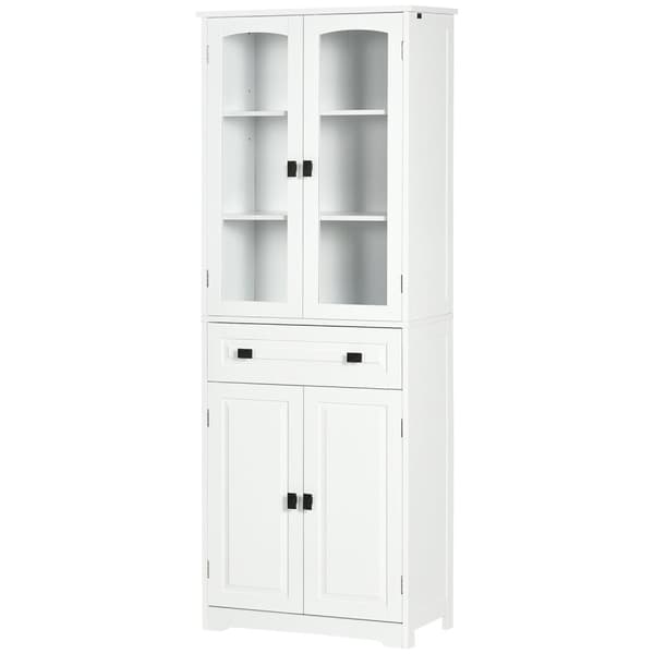 Rootz korkea keittiökaappi - näyttökaappi - Buffet -kaappi - moderni eleganssi - 160 cm x 60 cm x 30 cm - valkoinen puu