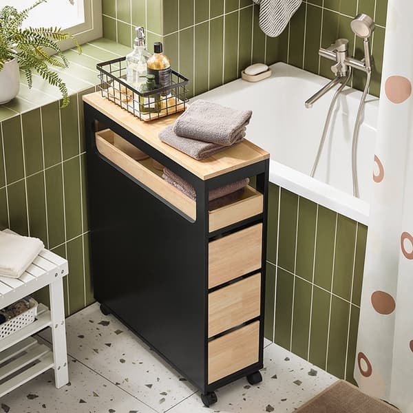 Rootz Rolling Storage Cart - Mobile Storage -järjestäjä - kapea avaruuskärry - monipuolinen tallennustila - 24 cm x 82 cm x 65cm