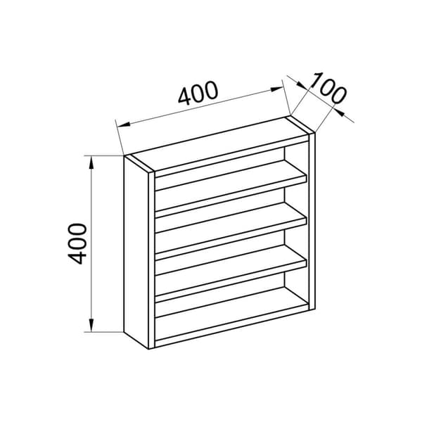 Esaldi hyllor kök 40 cm 4 hyllor vit.