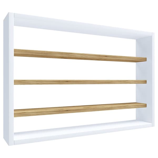 Esaldi hyllor kök 60 cm 4 hyllor vit, ek dekor.
