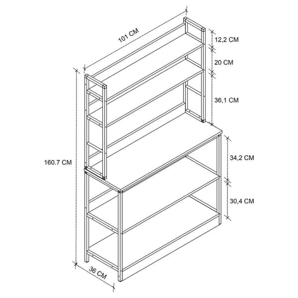 Insasi hylder, reoler køkken 101 cm 5 hylder antracit grå.