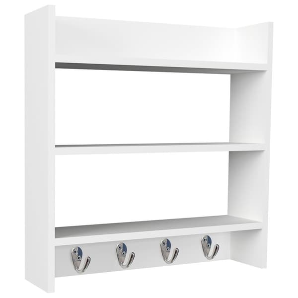Esilo hyllor kök 60 cm 3 hyllor, 4 krokar vit.