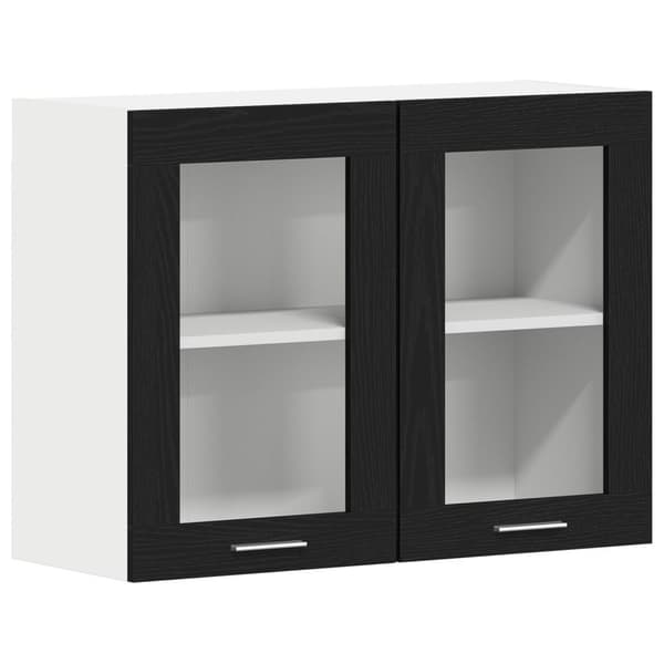 vidaXL Musta Tammi Riippuva Lasikaappi 80x31x60 cm Teknisen Puun Valmistama