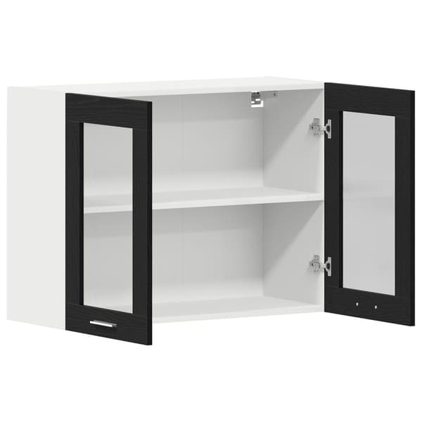 vidaXL Musta Tammi Riippuva Lasikaappi 80x31x60 cm Teknisen Puun Valmistama