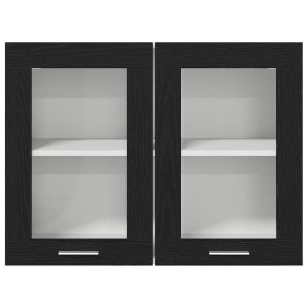 vidaXL Musta Tammi Riippuva Lasikaappi 80x31x60 cm Teknisen Puun Valmistama