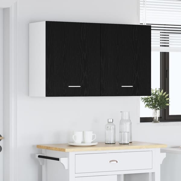 vidaXL Riippukaapit - 2 pakkausta - Musta tammi, 100x31x60 cm - Valmistettu teknisestä puusta